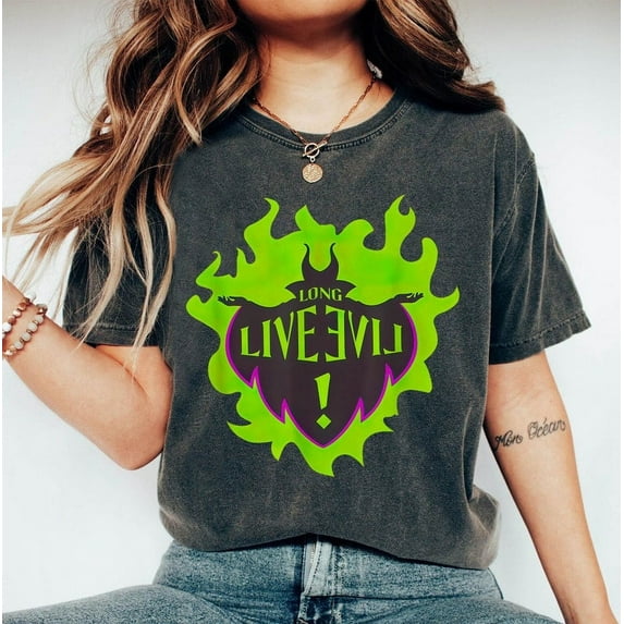 Disney Maleficent Villain Comfort Colors T-Shirt, Descendants Long Live Evil Shirt, Sleep Beauty Princess Tee, Birthday Gift, Disney Family Trip, Granite Color, Size 2XL