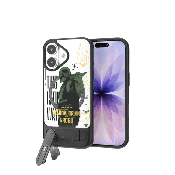 Disney Mando & Grogu Phone Case for iPhone 17 Pro, Qi2 & MagSafe Compatible with Rotatable Kickstand, 6.5ft Drop Protection, Raised Edges, Shockproof, Slim Design - Protective Magnetic iPhone Case