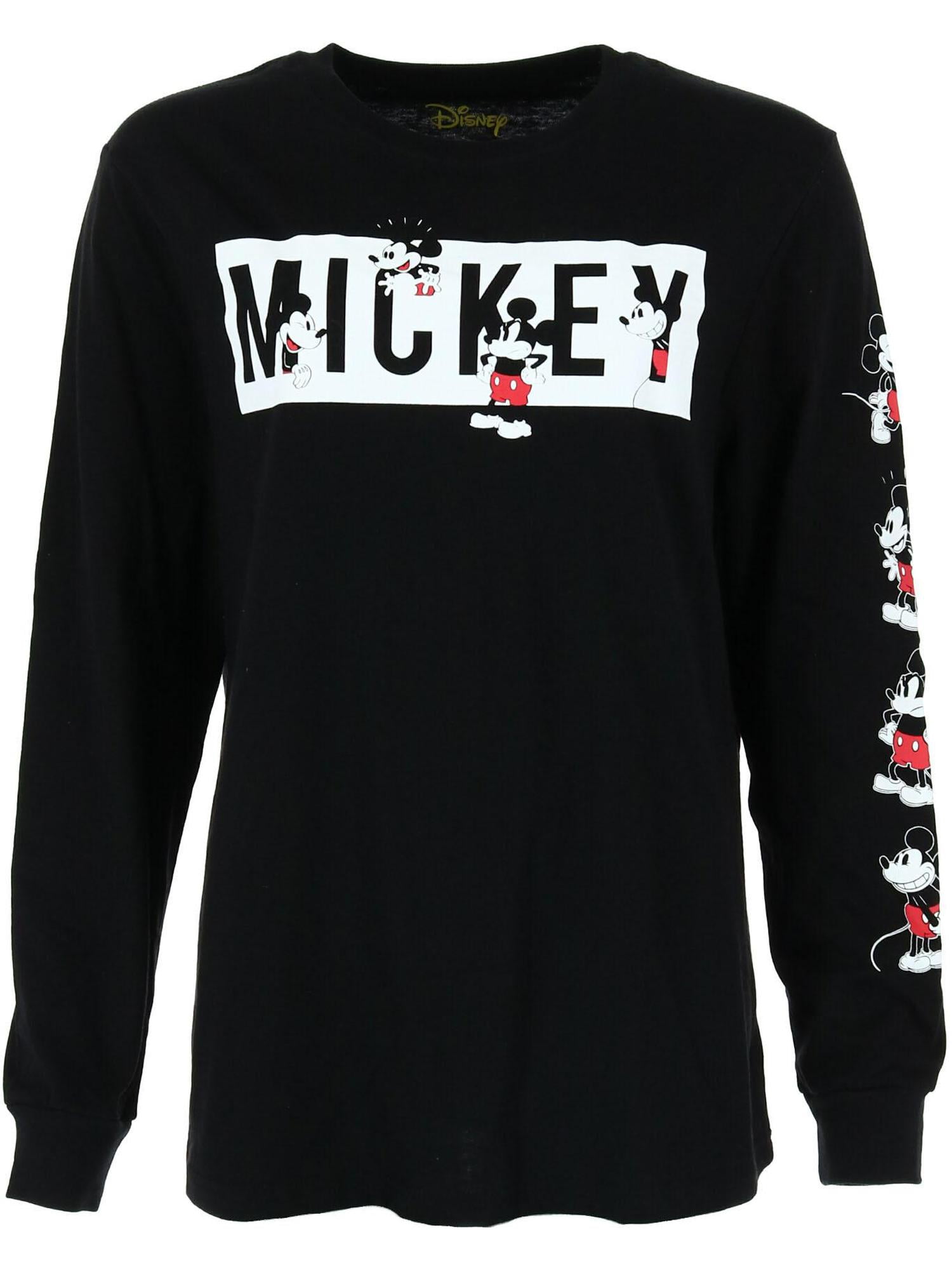 Large Black Cotton Blend Mickey Mouse Long Sleeve Tee