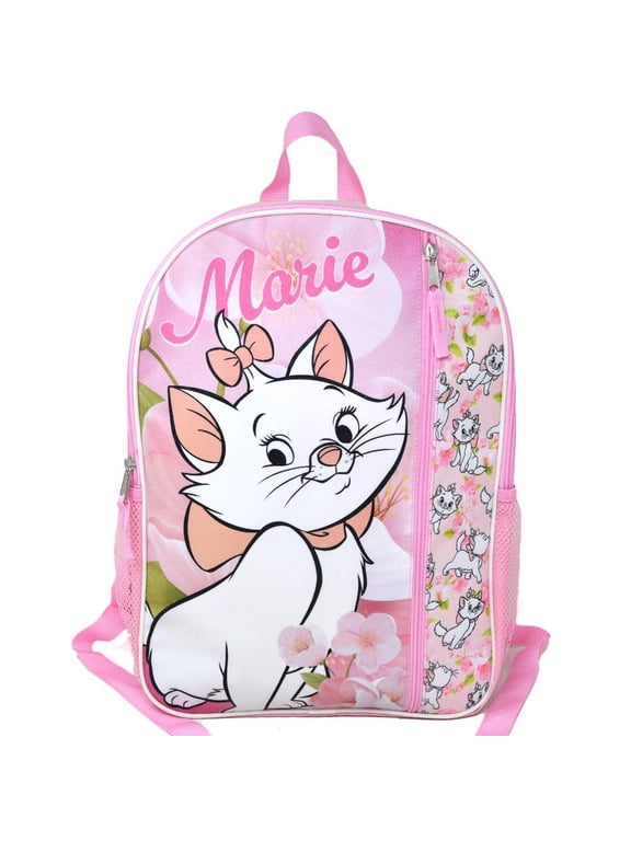 Marie from The Aristocats 16" Pink Nylon School Backpack 16" for Girls, with a Large front Pocket