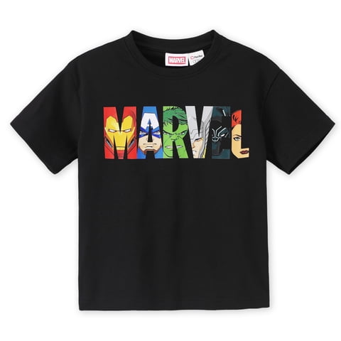 Marvel Boys T Shirt Kids Toddler Graphic Print Short Sleeve Crewneck Tee Black Summer Top