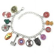 LANLIYUN Disney Marvel Movie Jewelry Captain America Winnie the Pooh Bear The Little Mermaid Moana Stitch Charm Bracelet Gifts Accessorie B073