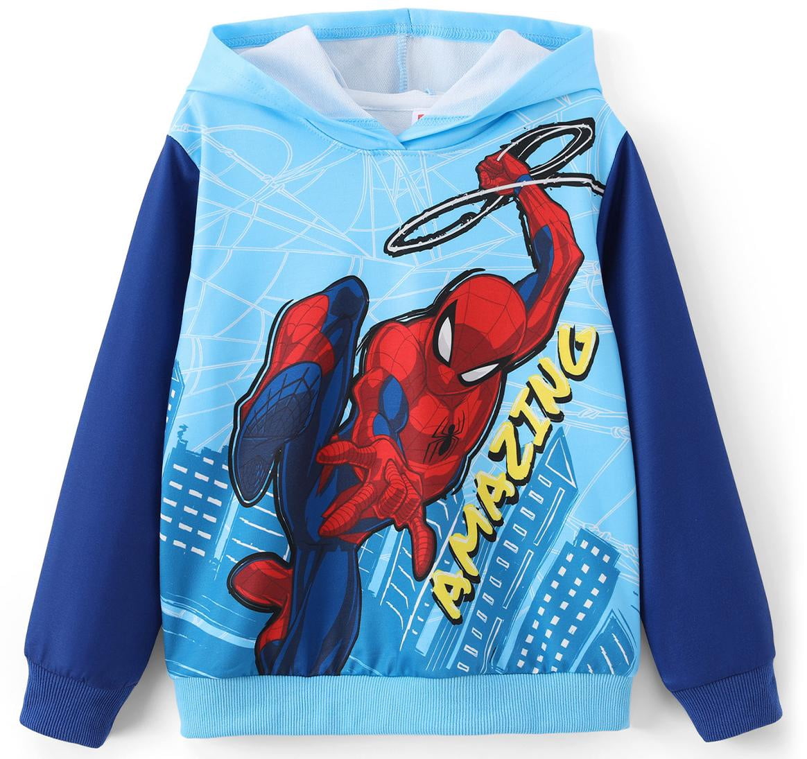 Disney Marvel Spider-Man Boys Sweatshirt Toddler Pullover Kids Blue Top Sizes 2T-6Y