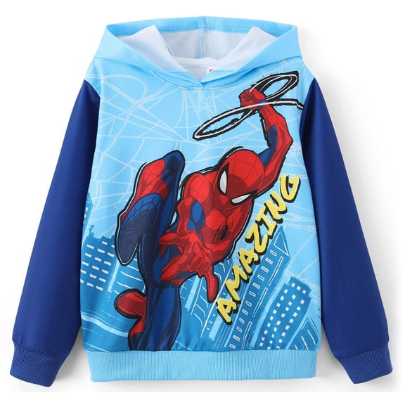 Disney Marvel Spider-Man Boys Sweatshirt Toddler Pullover Kids Blue Top Sizes 2T-6Y
