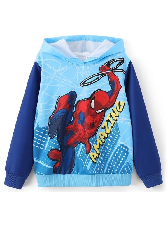 Marvel Spider-Man Boys Sweatshirt Toddler Pullover Kids Blue Top Sizes 2T-6Y