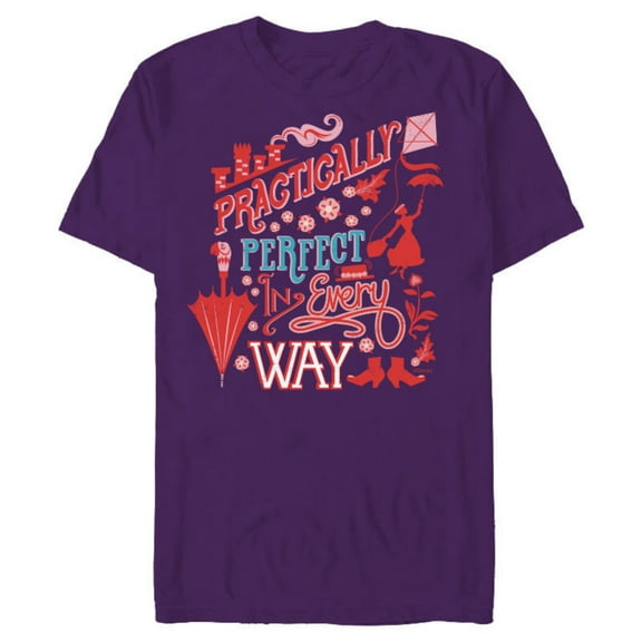 Disney Mary Poppins Practically Perfect In Every Way - Short Sleeve Blended T-Shirt for Adults – Customized-Purple