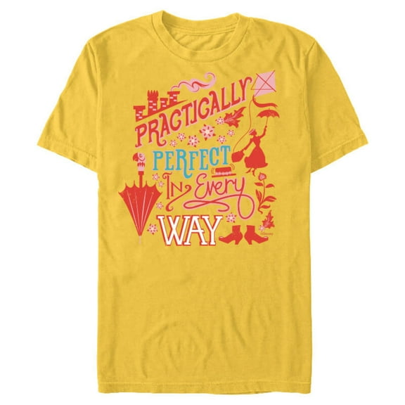 Disney Mary Poppins Practically Perfect In Every Way - Short Sleeve Blended T-Shirt for Adults – Customized-Yellow