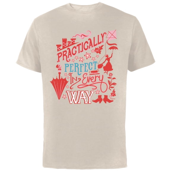 Disney Mary Poppins Practically Perfect In Every Way - Short Sleeve Cotton T-Shirt for Adults - Customized-Natural
