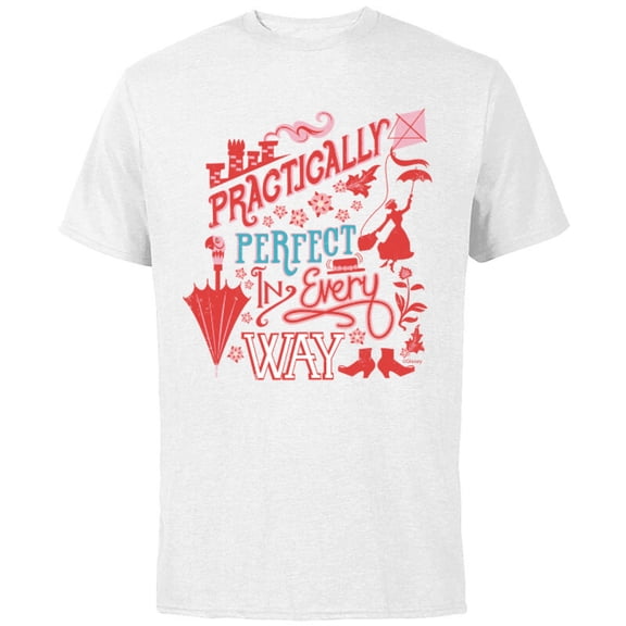 Disney Mary Poppins Practically Perfect In Every Way - Short Sleeve Cotton T-Shirt for Adults - Customized-White