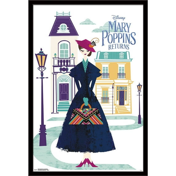 Disney Mary Poppins Returns - Illustrated Mary Wall Poster, 22.375" x 34", Framed