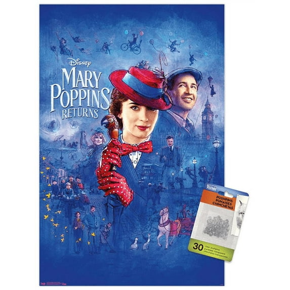 Disney Mary Poppins Returns - Sketch Wall Poster with Push Pins, 14.725" x 22.375"