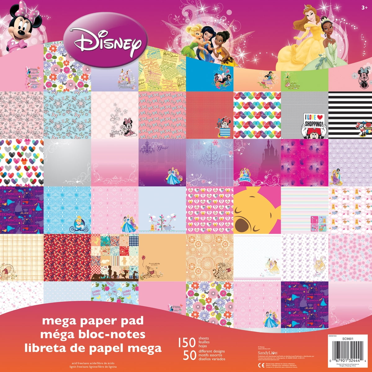 Mickey Gray Grid, Disney Scrapbook paper, 12x12 (Disney & Trends  International)