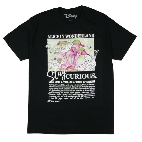 Disney Men's Alice in Wonderland Stay Curious Adult Graphic Print T-Shirt