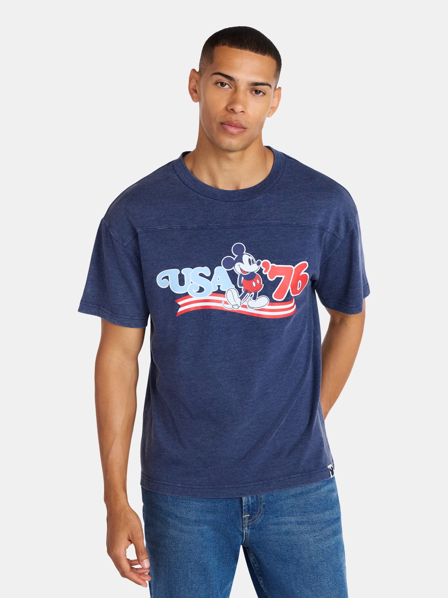 Disney Men's Mickey Mouse America 250 Spirit of 76 Mineral Wash Graphic Tee, Sizes XS-5XL