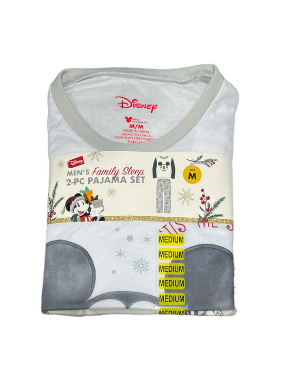 Disney Men's Family Sleep Long Sleeve Mickey Mouse Pajama Set, 2 Piece (M)