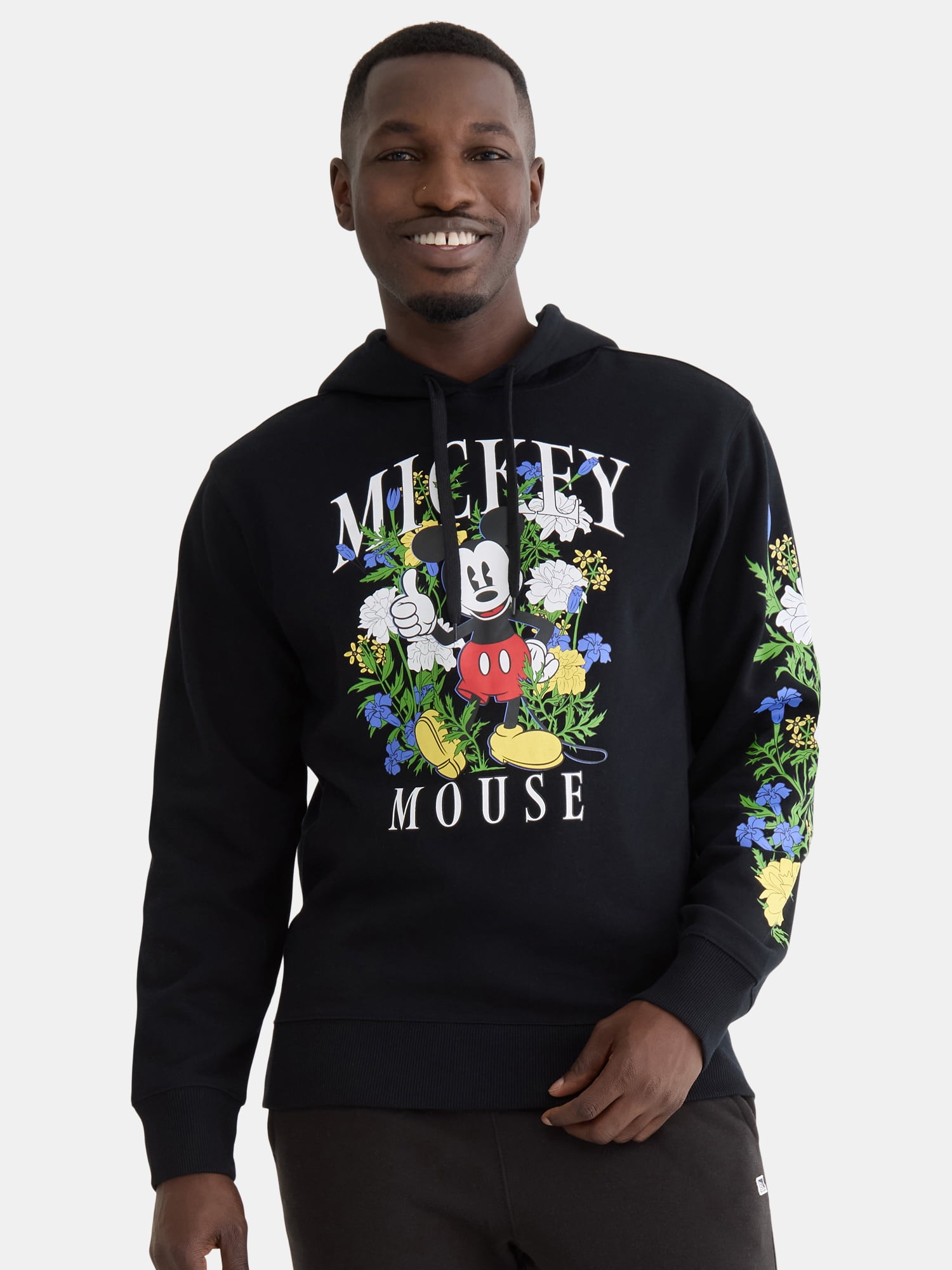 Disney Men's Floral Mickey Mouse Graphic Hoodie Sweatshirt, Sizes S-3XL