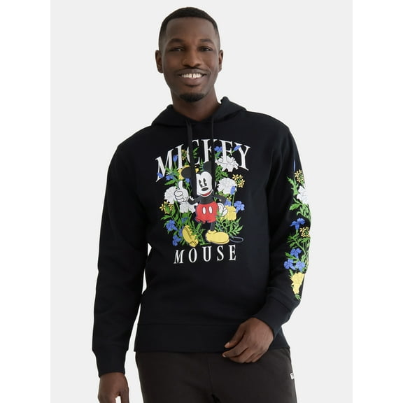Disney Men's Floral Mickey Mouse Graphic Hoodie Sweatshirt, Sizes S-3XL