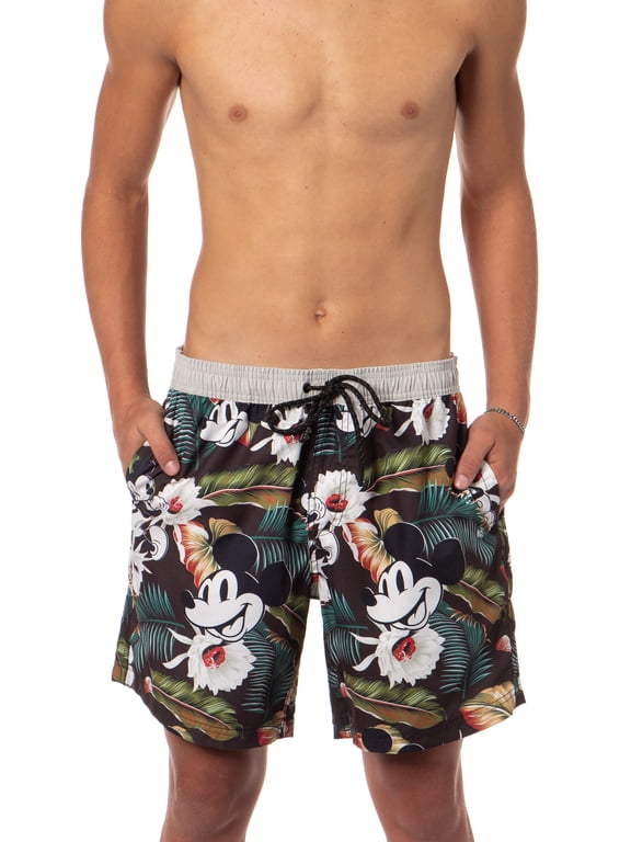 Disney Men's Mickey Mouse Floral Daily Hot Tub Board Shorts for Swimming