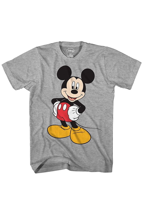 Disney Men's Mickey Mouse Happy Stance Character T-Shirt (Heather Grey, 3X-Large)