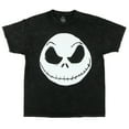 thumbnail image 1 of Disney Men's Nightmare Before Christmas T-Shirt Jack Skellington Face Mineral Wash Crewneck Tee, 1 of 4