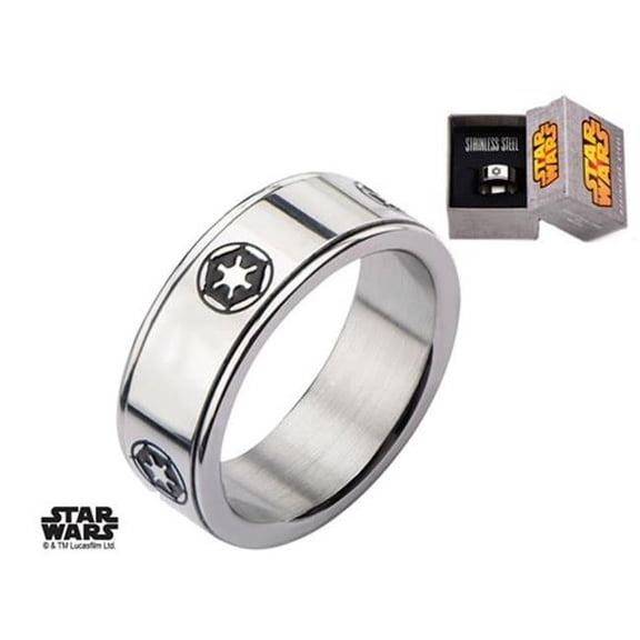 Disney Men's Stainless Steel Galactic Empire Symbol Spinner Ring, Sizes 8-12