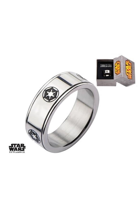 Disney Men's Stainless Steel Galactic Empire Symbol Spinner Ring, Sizes 8-12