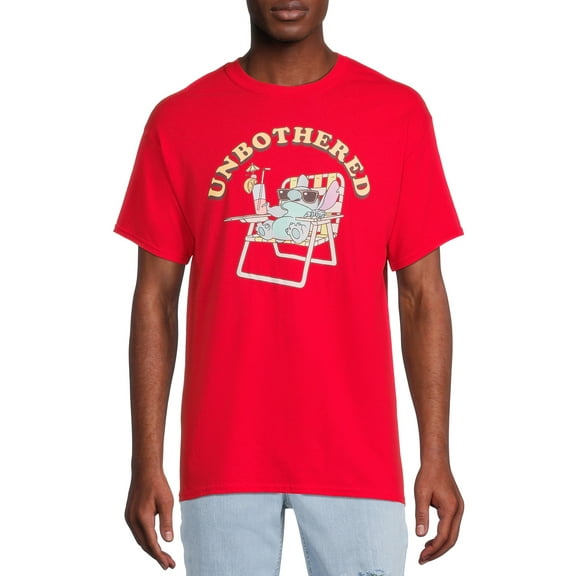 Disney Men's Stitch Unbothered Graphic Tee with Short Sleeves