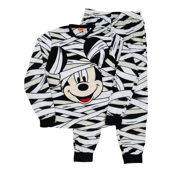 Disney Mens 2-Piece Halloween Mickey Fleece Family Sleepwear Pajama Set M