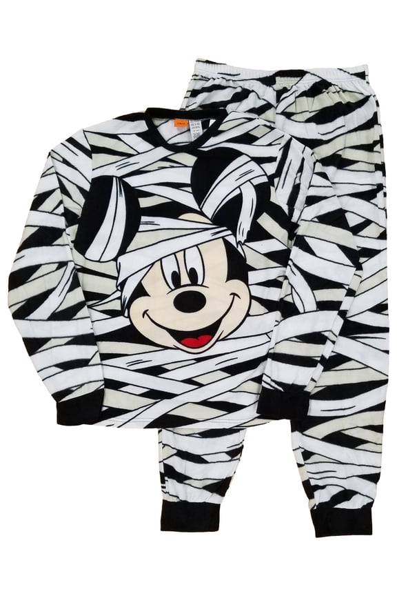 Mens 2-Piece Halloween Mickey Fleece Family Sleepwear Pajama Set S