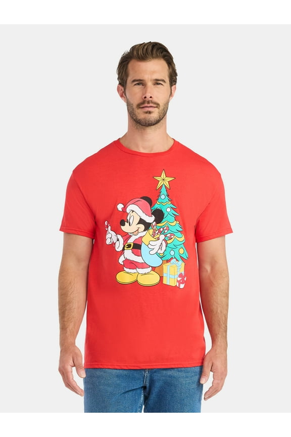 Christmas Mickey Mouse Men’s and Big Men's Graphic Tee, Sizes S-3XL