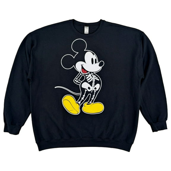 Disney Mens Black Mickey Mouse Halloween Skeleton Sweatshirt X-Large