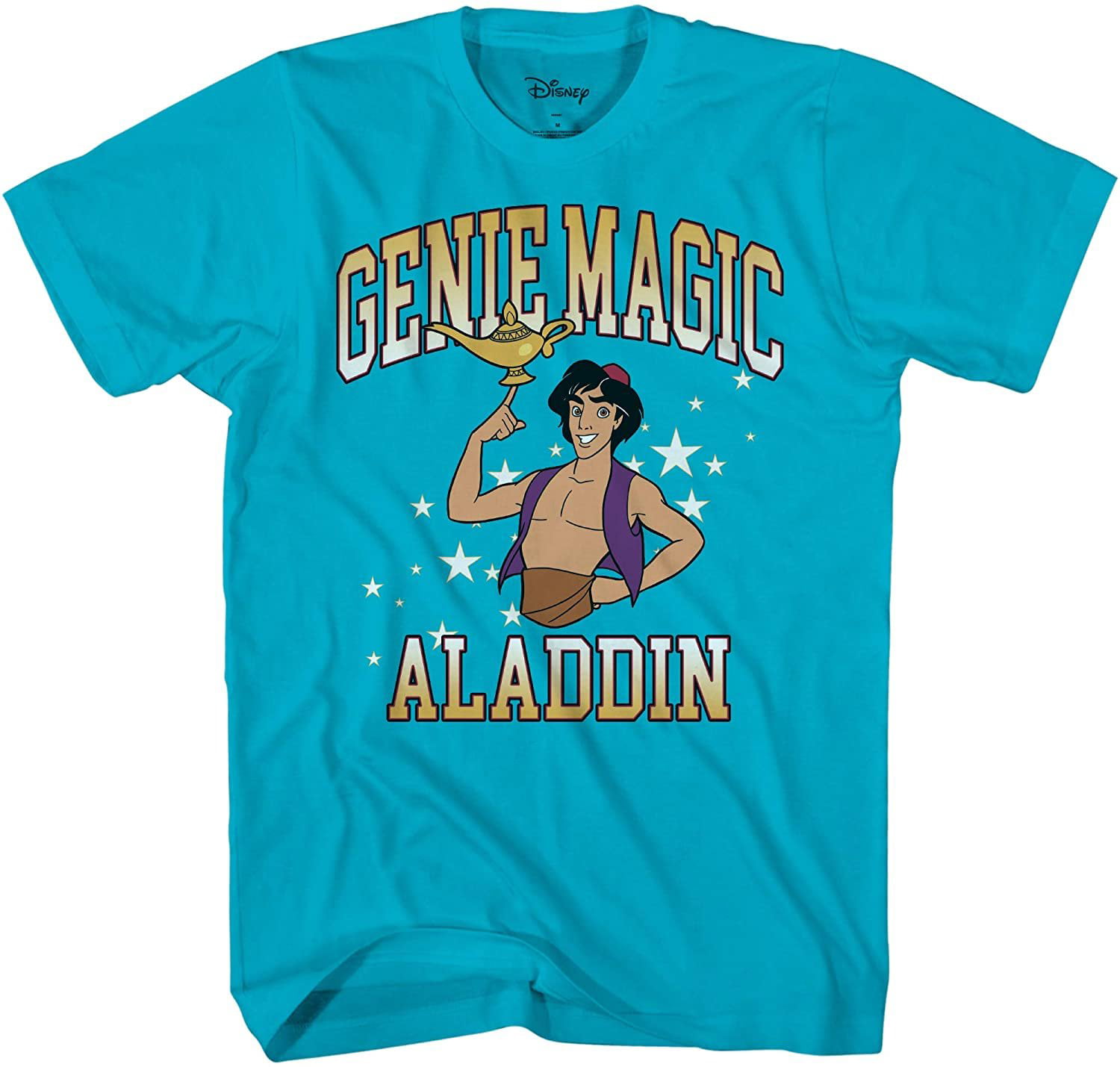 Disney Mens Classic Aladdin Shirt - Aladdin, Princess Jasmine, and Genie Tee  Shirt - Aladdin Graphic T-Shirt Turquiose, X-Large