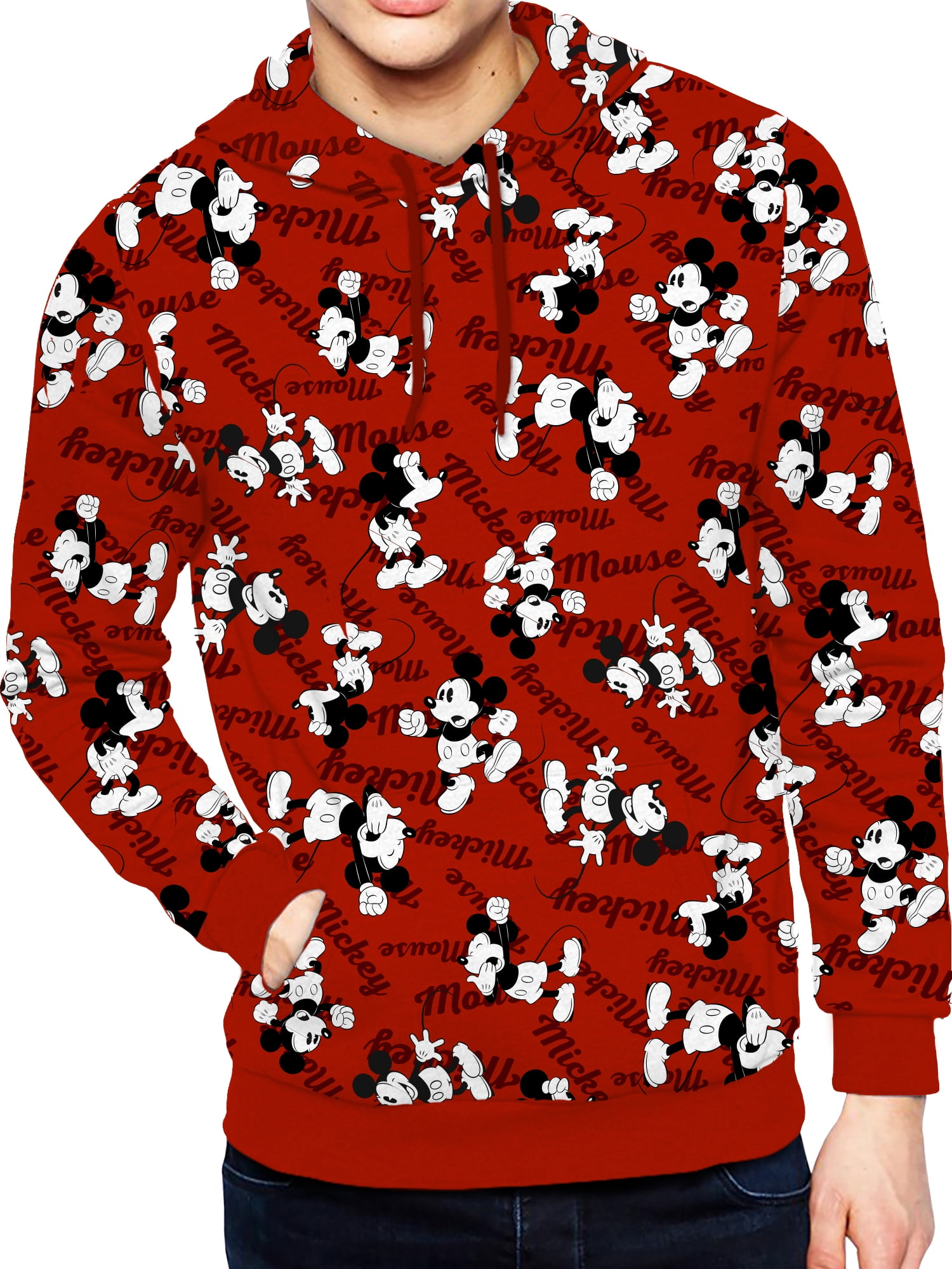 Disney, Mens Graphic Hoodie Sweatshirt, Mickey Mouse Bunch All Over Print, Sizes S-3XL
