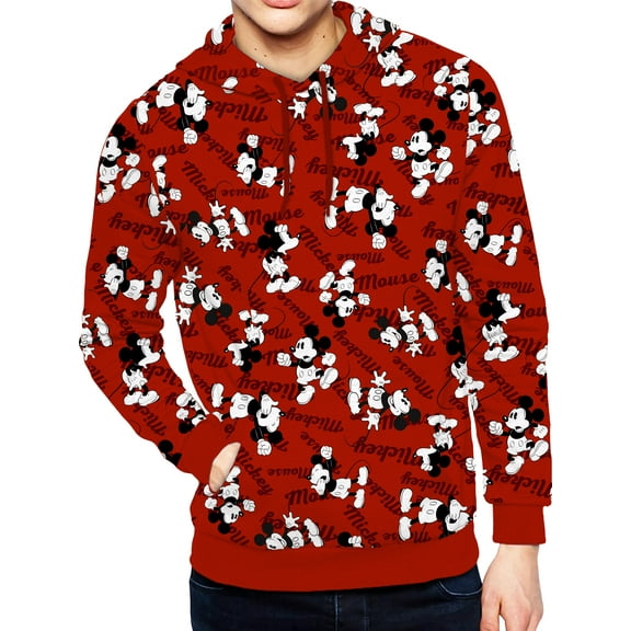 Disney, Mens Graphic Hoodie Sweatshirt, Mickey Mouse Bunch All Over Print, Sizes S-3XL