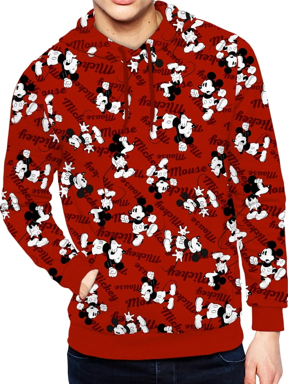 , Mens Graphic Hoodie Sweatshirt, Mickey Mouse Bunch All Over Print, Sizes S-3XL