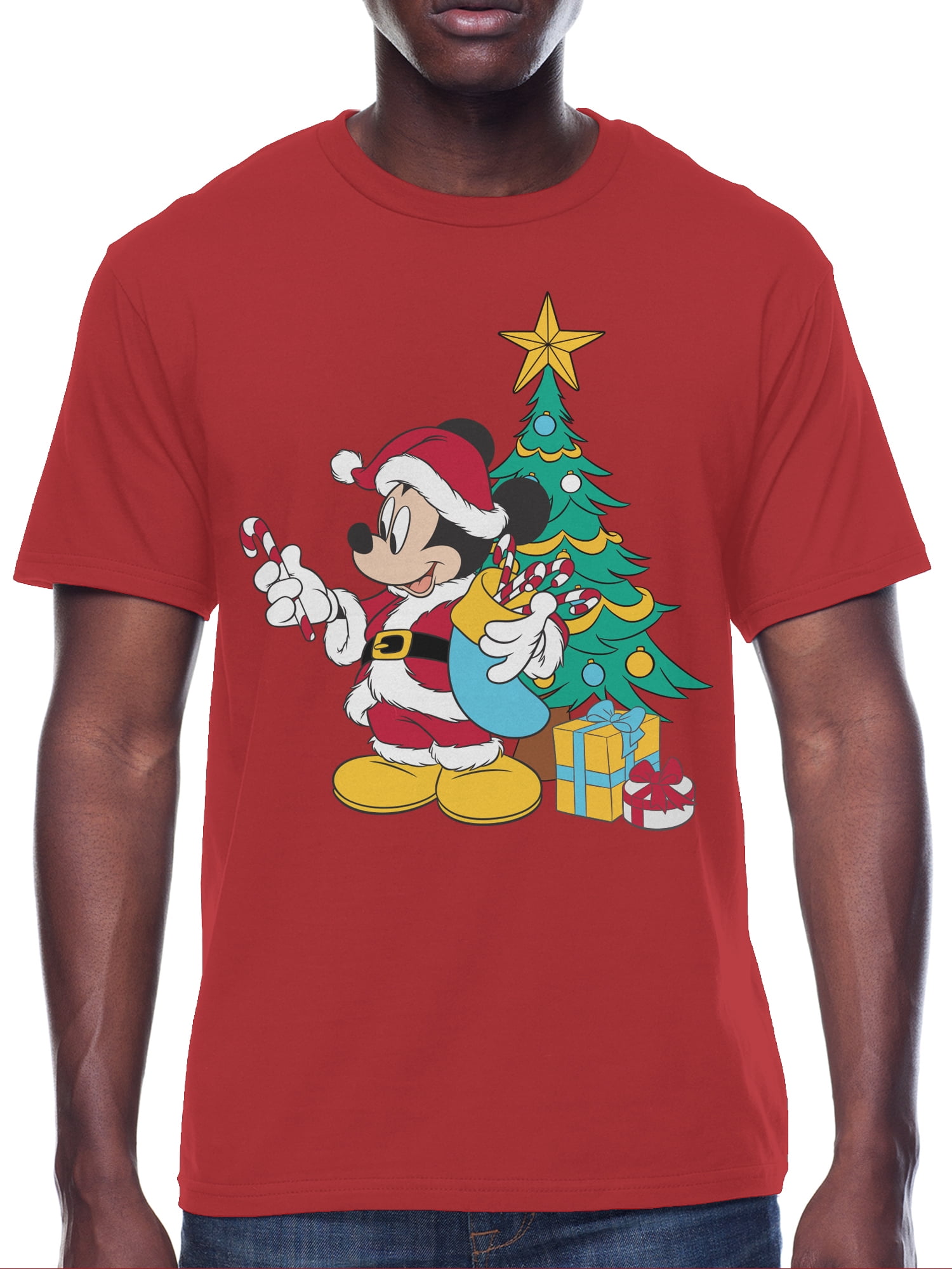 Disney, Mens Graphic Print Short Sleeve Tee, Mickey Christmas, Sizes S