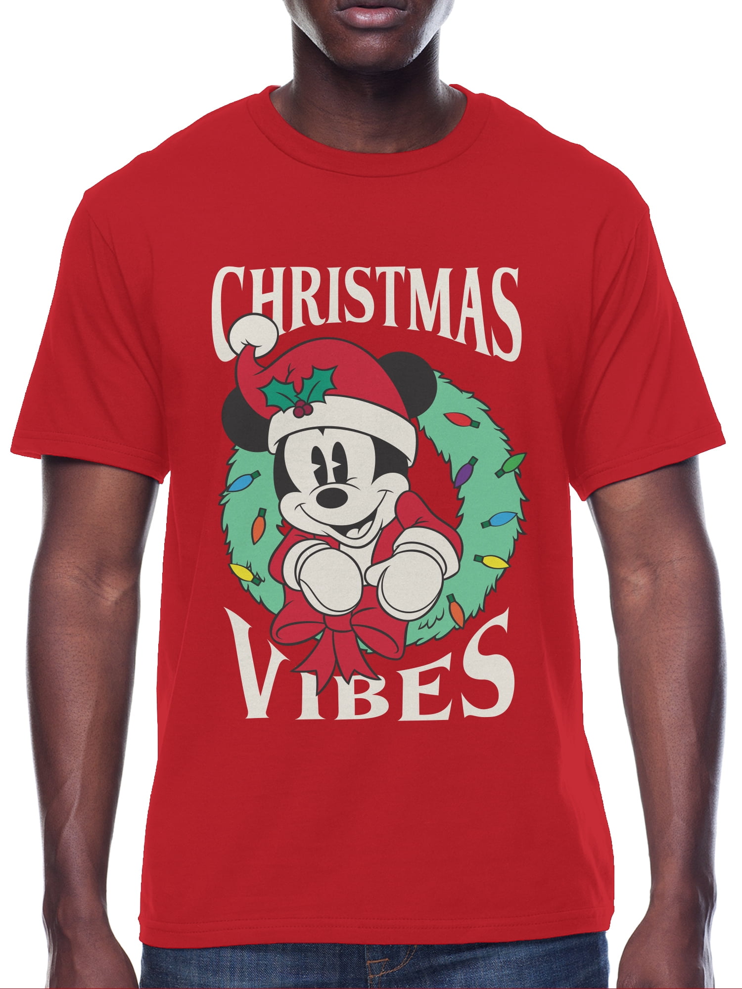 Disney Mens & Big Men's Mickey Christmas Vibes Graphic Tee Shirt, Sizes — free download