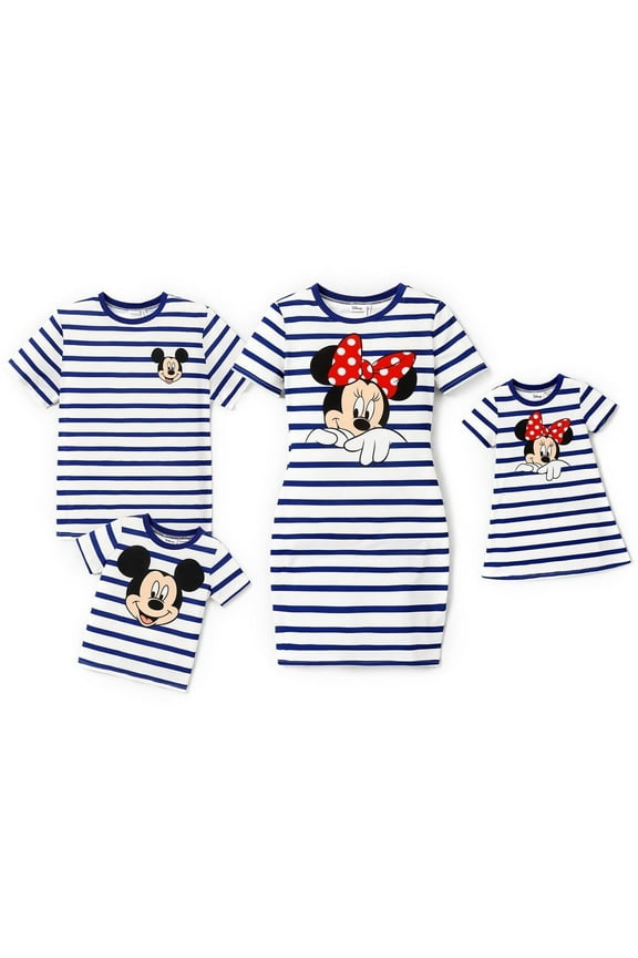 Mens Graphic Tee Mickey Mouse Striped Short Sleeve T-Shirts Matching Family Couple Outfits
