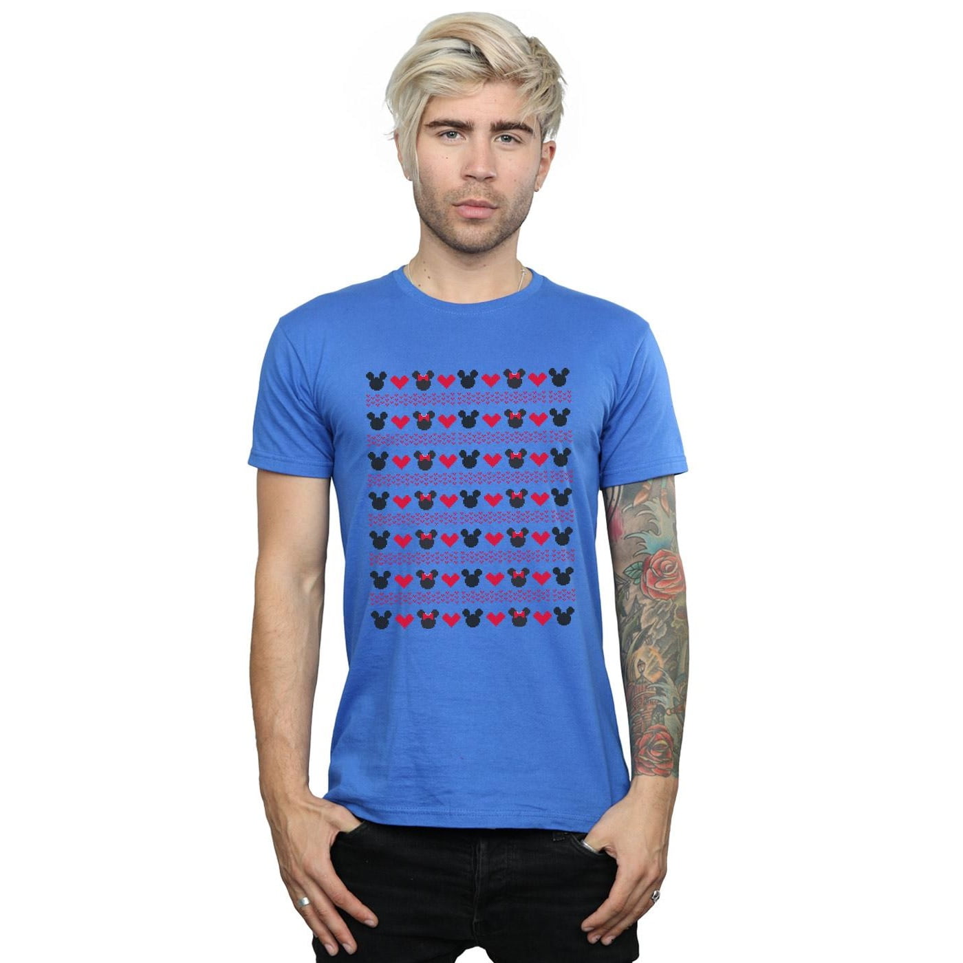 Disney Mens Mickey And Minnie Christmas Hearts T-Shirt - Walmart.com