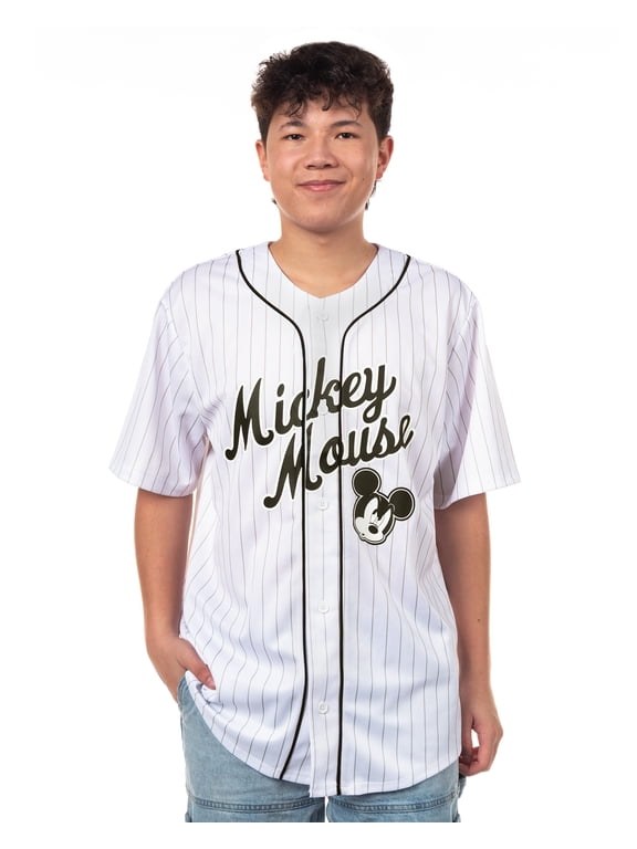 Disney Mickey Mouse Shirt Men's Button Up Short Sleeve Jersey Top #28