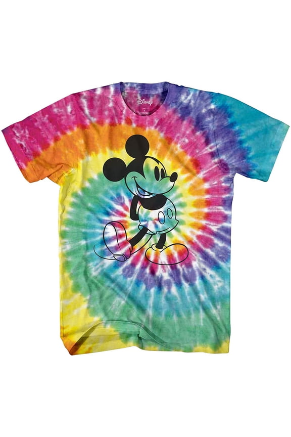 Mens Mickey Mouse Shirt - Classic Mickey Mouse Tie Dye Tee Shirt - Mickey Mouse Tie Dye Wash Graphic T-Shirt