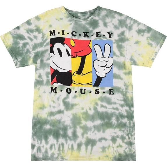 Disney Mens Mickey Mouse Shirt - Classic Mickey Mouse Tie Dye Tee Shirt - Mickey Mouse Tie Dye Wash Graphic T-Shirt