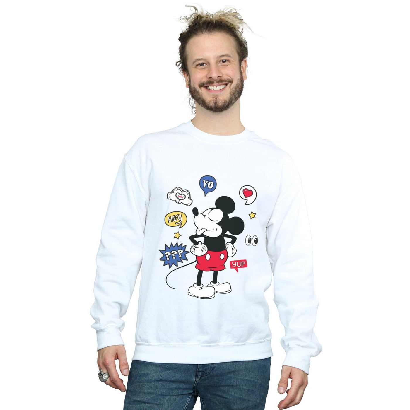 Disney Mens Mickey Mouse Tongue Out Sweatshirt - Walmart.com