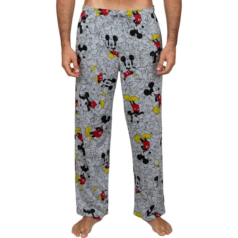 Disney Mens Pants Fun Print Pajama Lounge Pants Joggers Gray Size Small