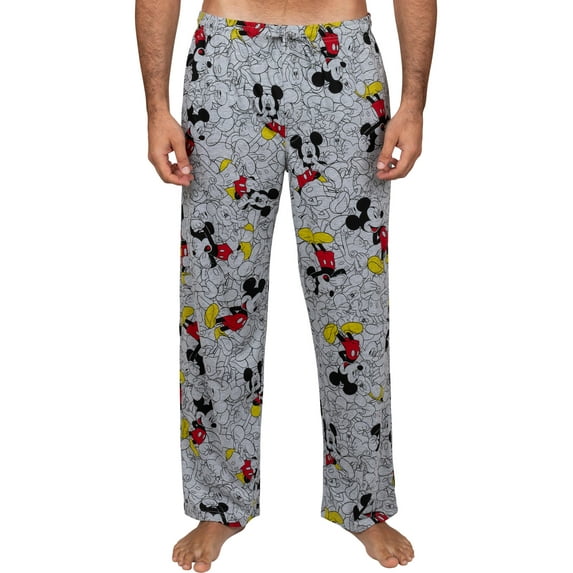 Disney Mens Pants Fun Print Pajama Lounge Pants Joggers, Gray, Size: XLarge