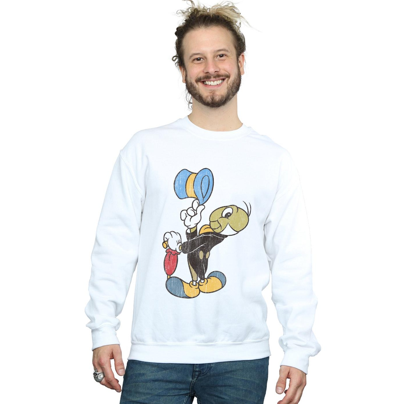 Disney Mens Pinocchio Jiminy Cricket Sweatshirt