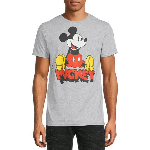 Disney Mens Vintage Mickey Graphic T-Shirt Short Sleeve Casual Tee, Sizes S to 3XL