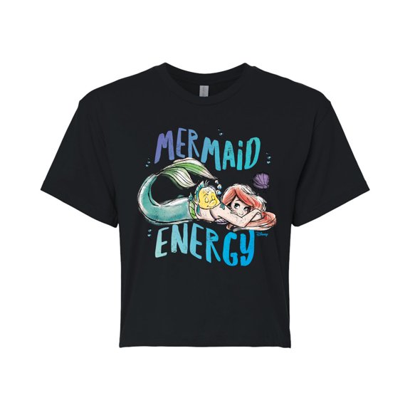 Disney - Mermaid Energy  - Juniors Cropped Cotton Blend T-Shirt