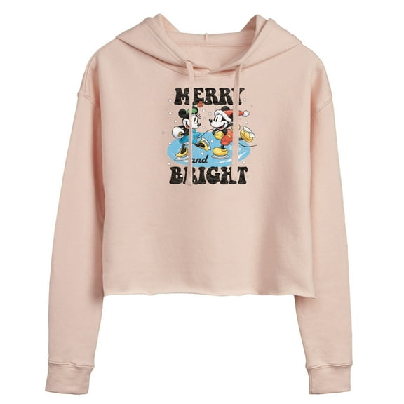 Disney - Merry And Bright - Juniors Cropped Pullover Hoodie