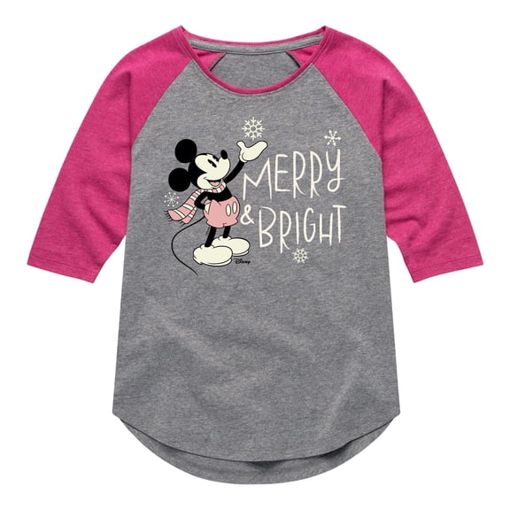 Disney - Merry And Bright - Toddler & Youth Girls Raglan Graphic T-Shirt